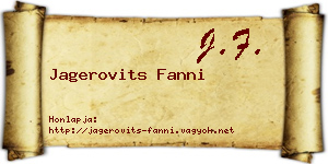 Jagerovits Fanni névjegykártya